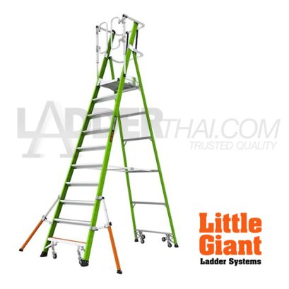 LG19710146 บันไดไฟเบอร์กลาส 10' พร้อมขาค้ำ Safety Cage 2.0 No.19710-146 LITTLE GIANT
